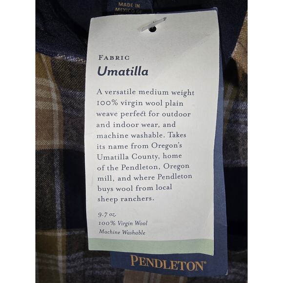 NWTags Mens Pendelton Lodge Plaid 100% Virgin Wool Button Up Shirt Blue Yellow - Picture 7 of 9